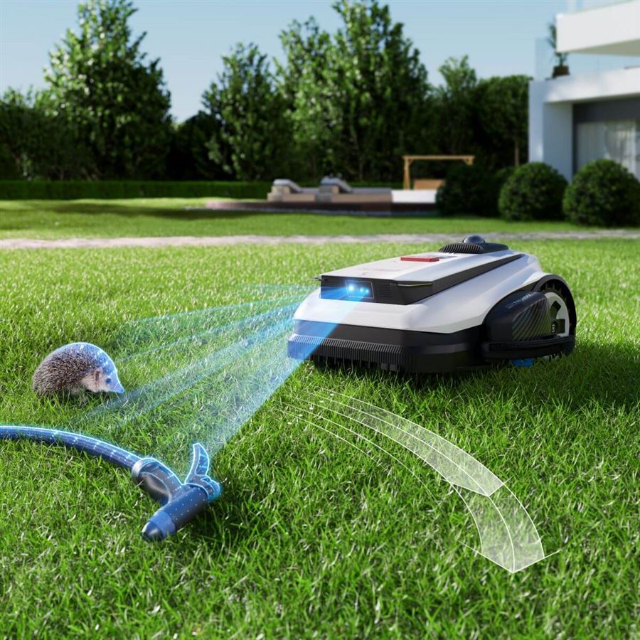 Robotická kosačka ECOVACS so strunovým vyžínačom, na 3000 m2, 400 m2/h, duálny LiDAR a AI kamera, AIVI 3D, kosenie 33 cm