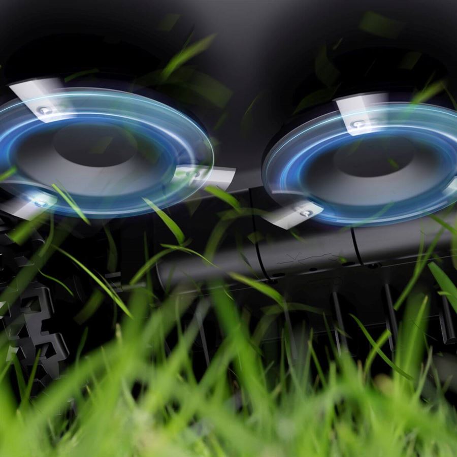 Robotická kosačka ECOVACS so strunovým vyžínačom, na 3000 m2, 400 m2/h, duálny LiDAR a AI kamera, AIVI 3D, kosenie 33 cm