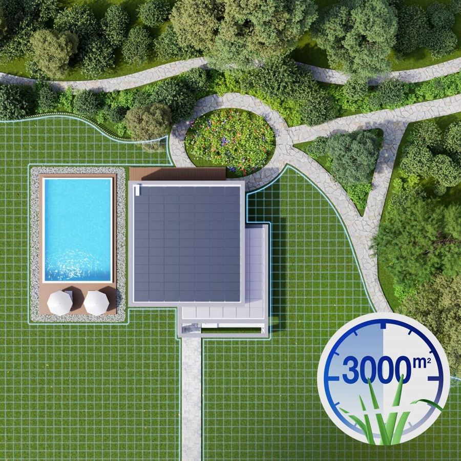 Robotická kosačka ECOVACS so strunovým vyžínačom, na 3000 m2, 400 m2/h, duálny LiDAR a AI kamera, AIVI 3D, kosenie 33 cm