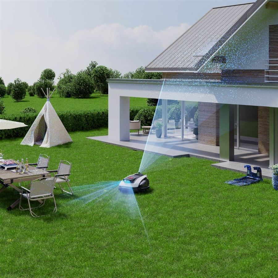 Robotická sekačka ECOVACS se strunovým vyžínačem, na 1200 m2, 180 m2/h, duální LiDAR a AI kamera, AIVI 3D, kosení 22 cm