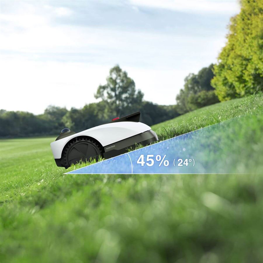Robotická kosačka ECOVACS so strunovým vyžínačom, na 1200 m2, 180 m2/h, duálny LiDAR a AI kamera, AIVI 3D, kosenie 22 cm