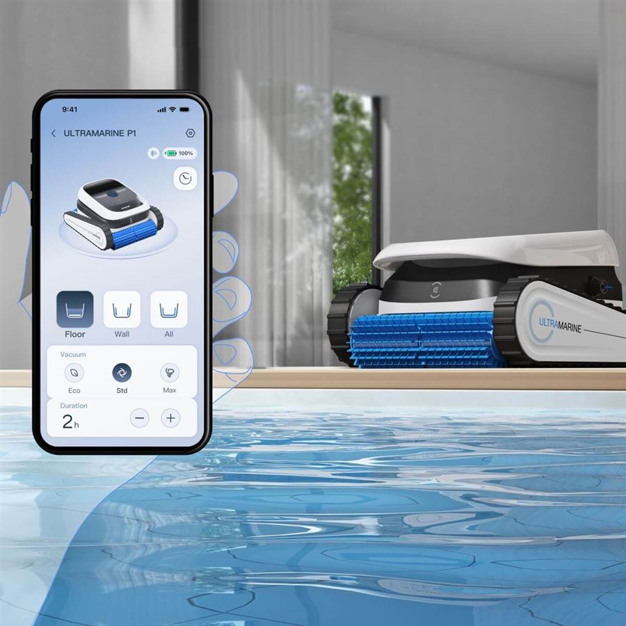Robotický bazénový vysávač ECOVACS, 180 m2, navigácia IMU, 4 800 GPH (18,2 m3/h), 180μm + 3μm, 180 min