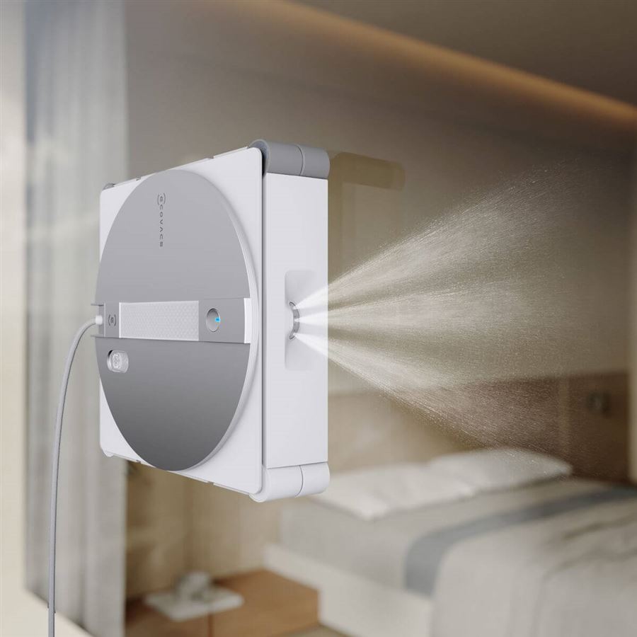 Robotický čistič okien ECOVACS s prenosnou pracou stanicou, výdrž 130 m, TruEdge, tri trysky na dvoch stranách, 7 režimo
